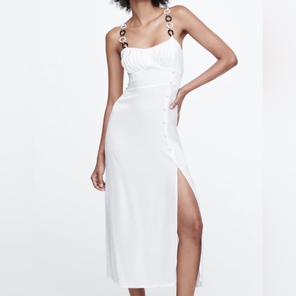 Zara Satin Effect Corset Dress with Chains